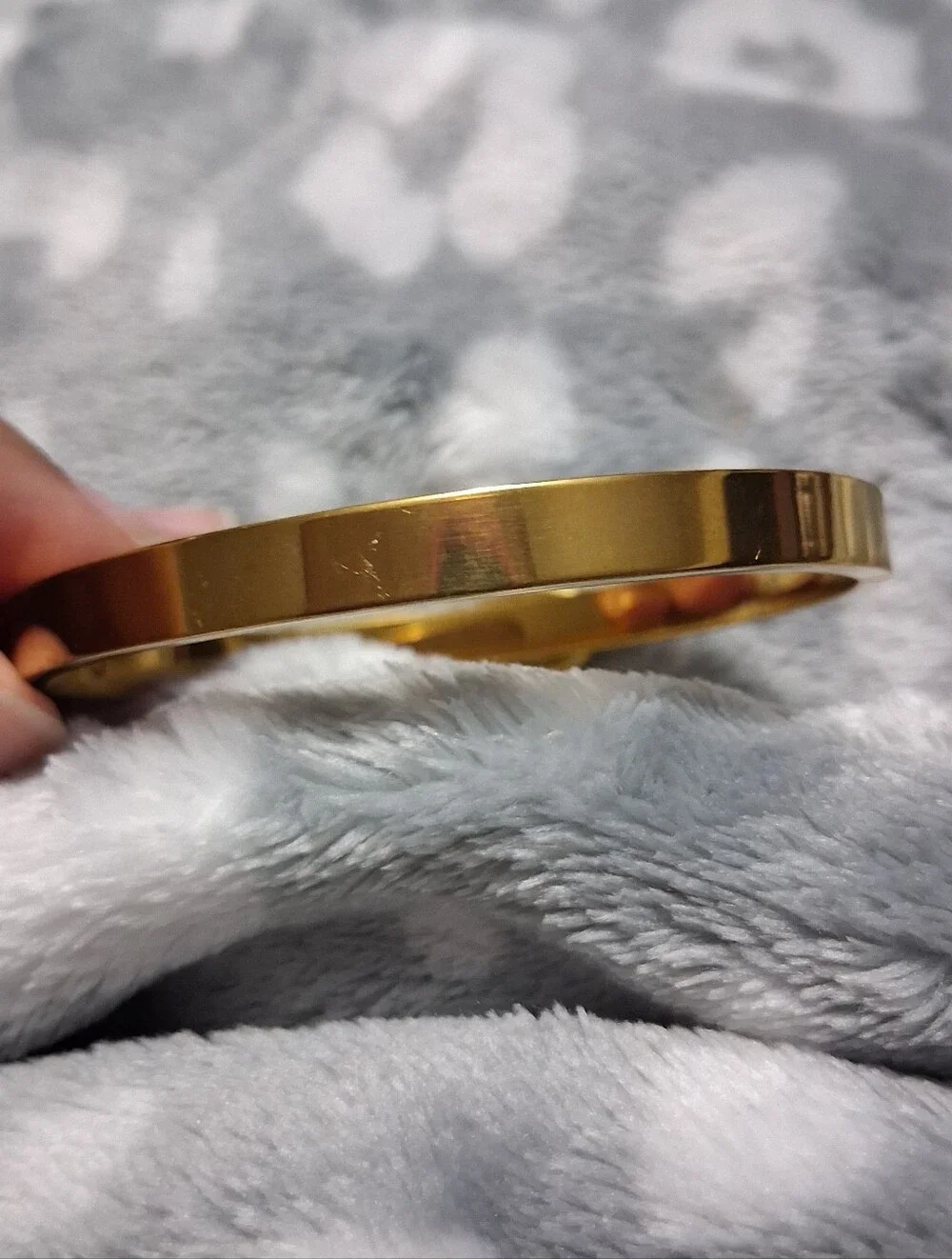 Gold-Tone Red Enamel Oval Center Bangle Bracelet